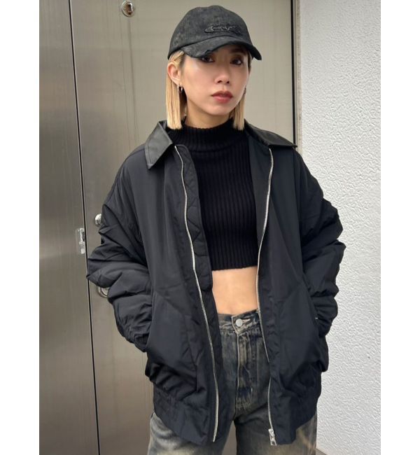 EMODA「オーバーカラーボンバージャケット」|ブルゾン・スタジャン|ブラック
