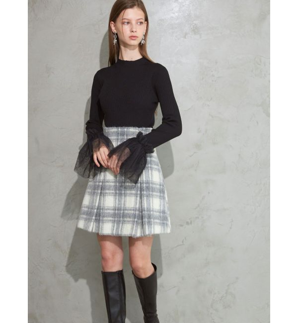 MERCURYDUO「異素材フレアスリーブニット」|ニット・セーター|