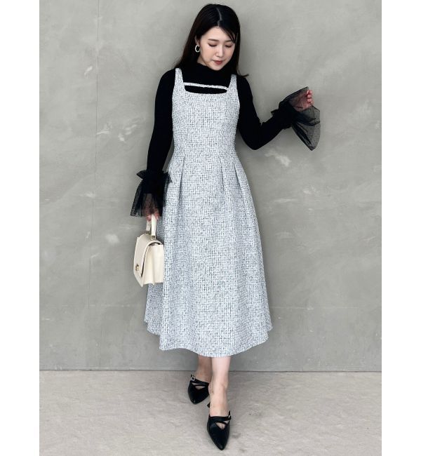 MERCURYDUO「異素材フレアスリーブニット」|ニット・セーター|