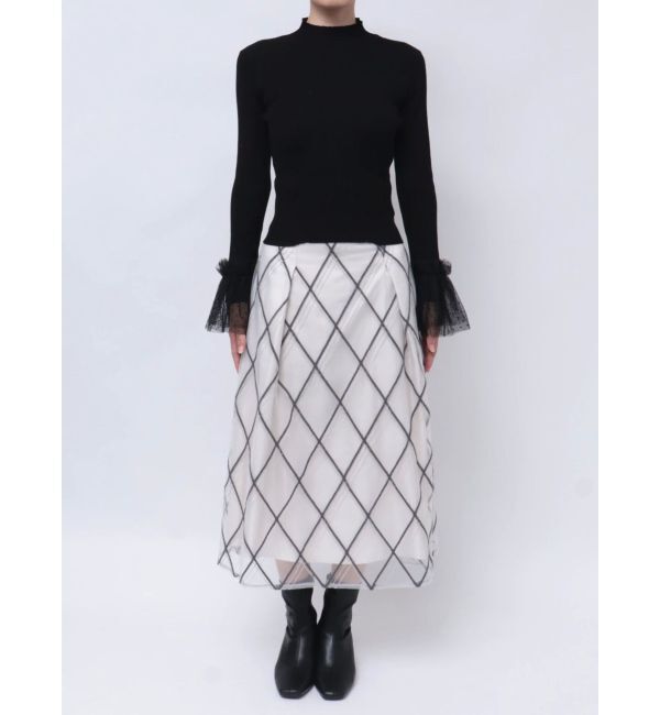 MERCURYDUO「異素材フレアスリーブニット」|ニット・セーター|