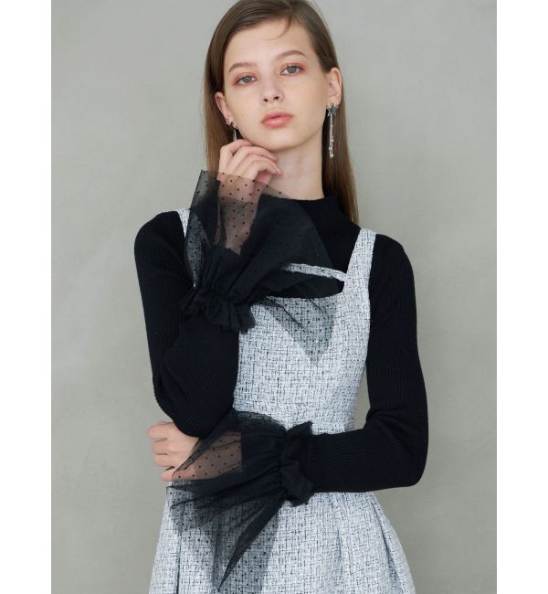 MERCURYDUO「異素材フレアスリーブニット」|ニット・セーター|