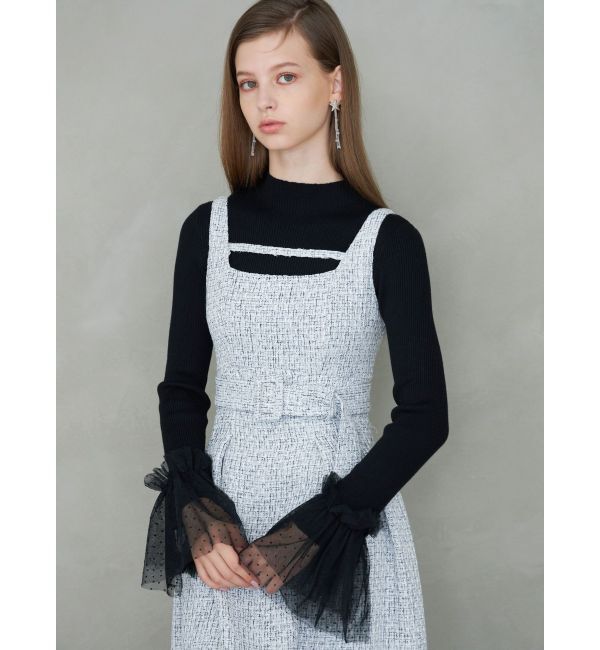 MERCURYDUO「異素材フレアスリーブニット」|ニット・セーター|