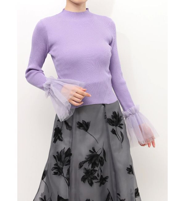 MERCURYDUO「異素材フレアスリーブニット」|ニット・セーター|パープル