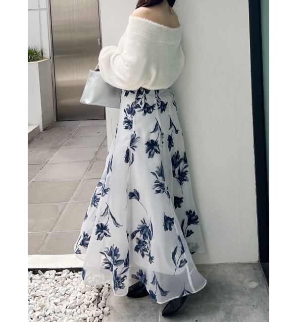 MERCURYDUO「オフショルミニシャギーニット」|ニット・セーター|