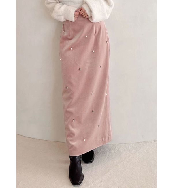 MERCURYDUO「ドロップパールナロースカート」|スカート|ピンク