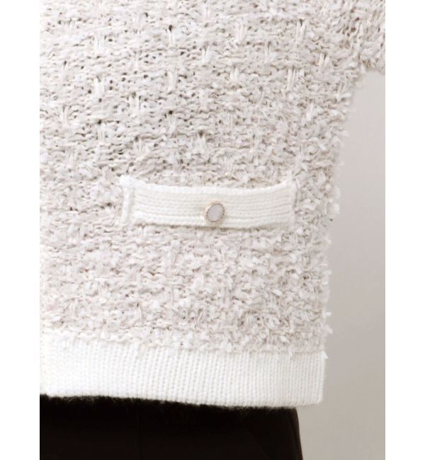 MERCURYDUO「ノーカラーツイードニットカーディガン」|カーディガン|