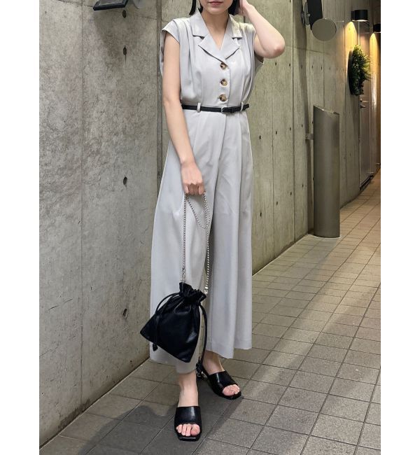 MURUA「ウエストベルトワイドロンパース」|オールインワン|アイボリー