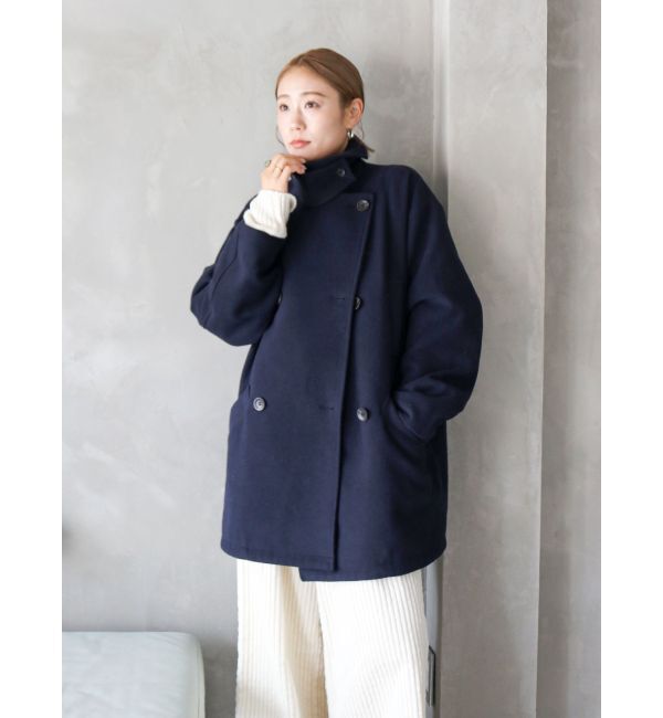 Ungrid「ハイネックミドル丈コート」|その他|ネイビー