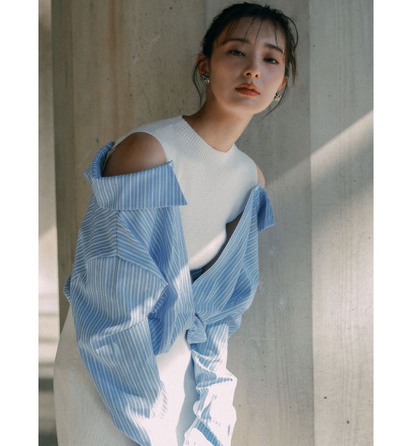 LAGUNAMOON「シャツドッキングリブニットワンピース」|ワンピース|アイボリー