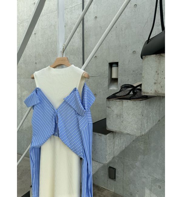 LAGUNAMOON「シャツドッキングリブニットワンピース」|ワンピース|