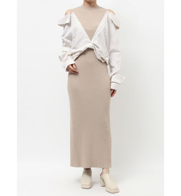 LAGUNAMOON「シャツドッキングリブニットワンピース」|ワンピース|