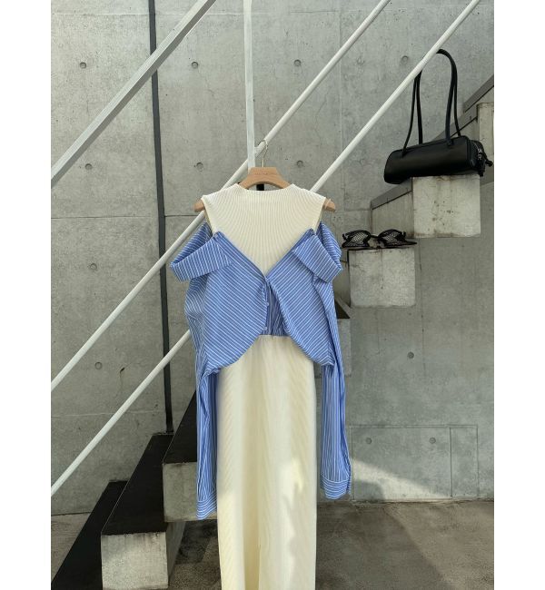 LAGUNAMOON「シャツドッキングリブニットワンピース」|ワンピース|