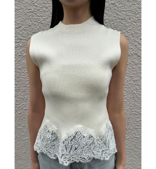 LAGUNAMOON「ヘムレースニットプルオーバー」|ニット・セーター|アイボリー