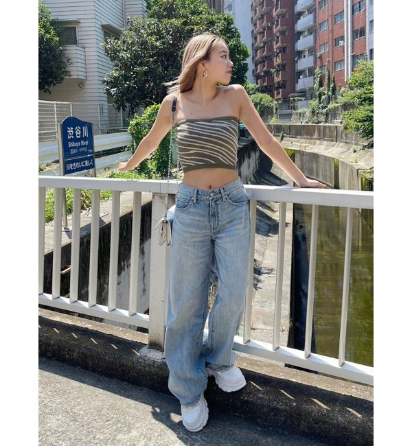 EVRIS「ジオメトリックニットベアトップ【セットアップ着用可能】」|チューブトップ|