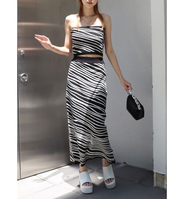 EVRIS「ジオメトリックニットベアトップ【セットアップ着用可能】」|チューブトップ|