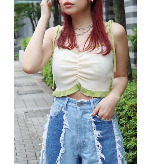 EVRIS「ドロストフリルニットキャミソール」|ニット・セーター|