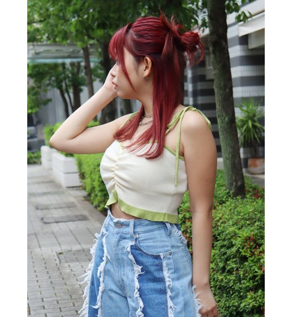 EVRIS「ドロストフリルニットキャミソール」|ニット・セーター|