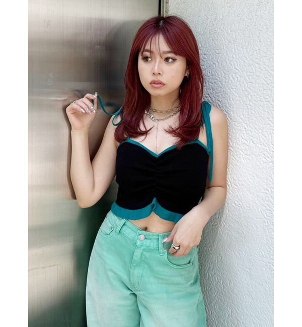 EVRIS「ドロストフリルニットキャミソール」|ニット・セーター|