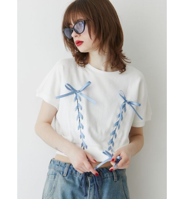 jouetie「レースアップリボントップス」|Tシャツ・カットソー|