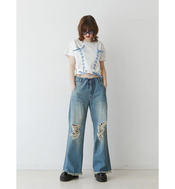 jouetie「レースアップリボントップス」|Tシャツ・カットソー|