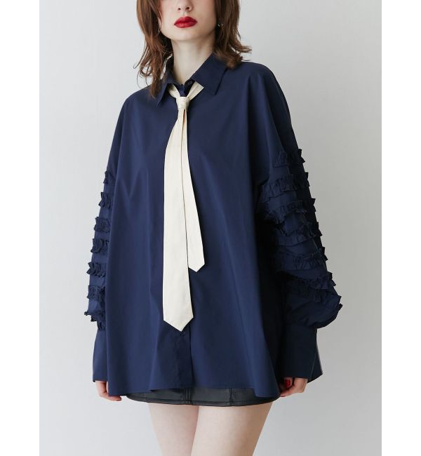 jouetie「スリーブフリルルーズタイシャツ【セットアイテム】」|シャツ・ブラウス|ネイビー