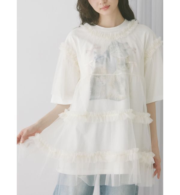merry jenny「チュールティアードチュニック」|シャツ・ブラウス|オフホワイト
