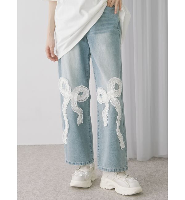 merry jenny「frill ribbonデニムパンツ」|その他|アイスブルー