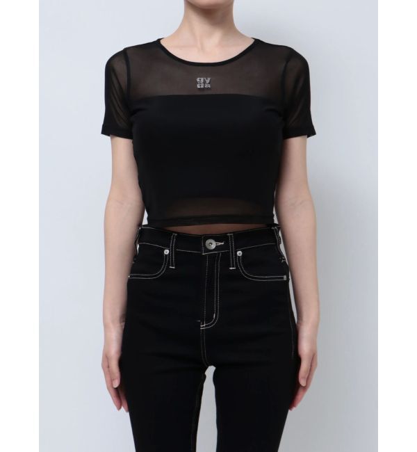 GYDA「square gydaシアー半袖TOPS」|Tシャツ・カットソー|