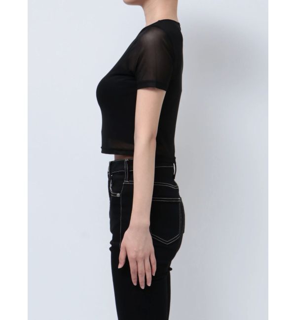 GYDA「square gydaシアー半袖TOPS」|Tシャツ・カットソー|