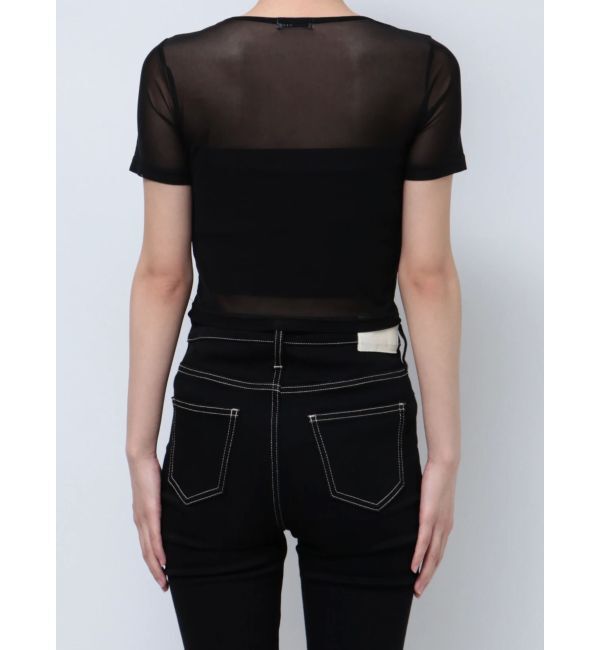 GYDA「square gydaシアー半袖TOPS」|Tシャツ・カットソー|