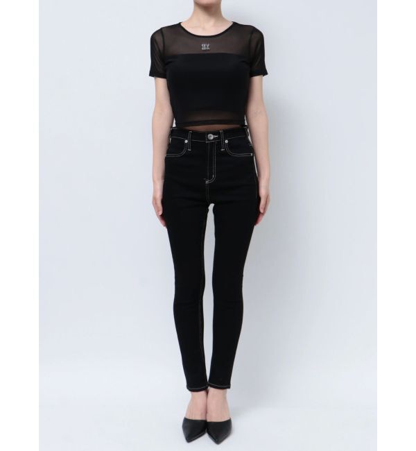 GYDA「square gydaシアー半袖TOPS」|Tシャツ・カットソー|