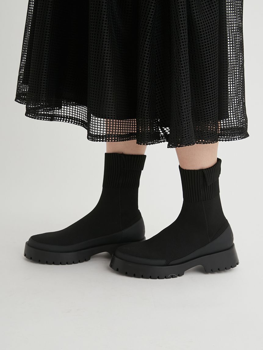 emmi atelier「eco ニットブーツ」|ショートブーツ|BLK