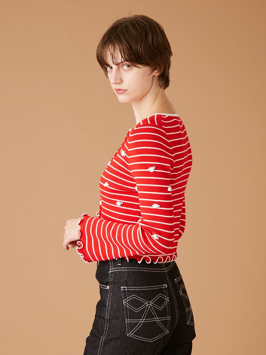 FURFUR「プティフラワーボーダーカーディガン」|カーディガン|