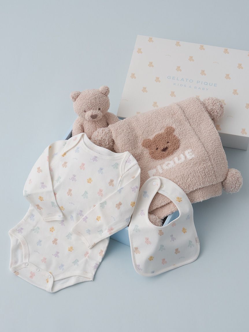 GELATO PIQUE KIDS & BABY「【ラッピング済み】【BABY】ベアブランケット&ぬいぐるみ&ボディースーツ&スタイ4点セット ギフトBOX」|その他ベビー用品|