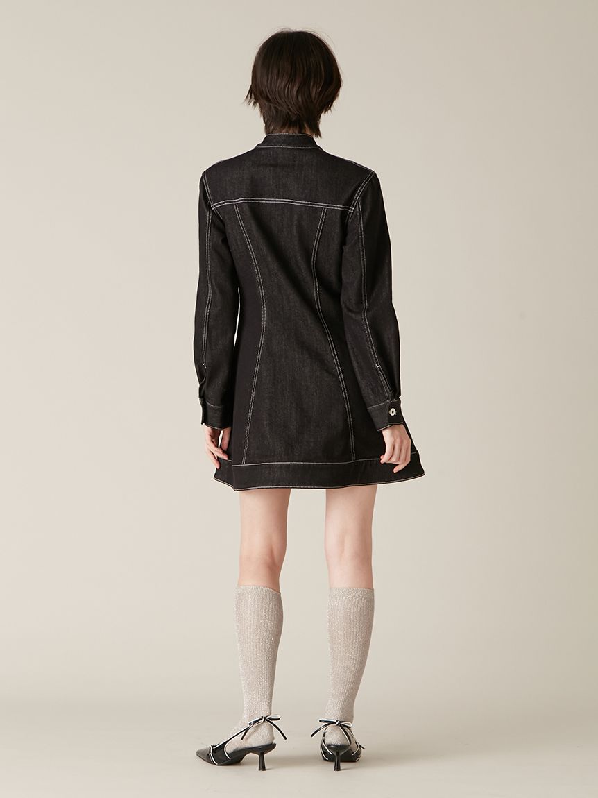 LILY BROWN「ボウタイデニムミニワンピース」|ワンピース|