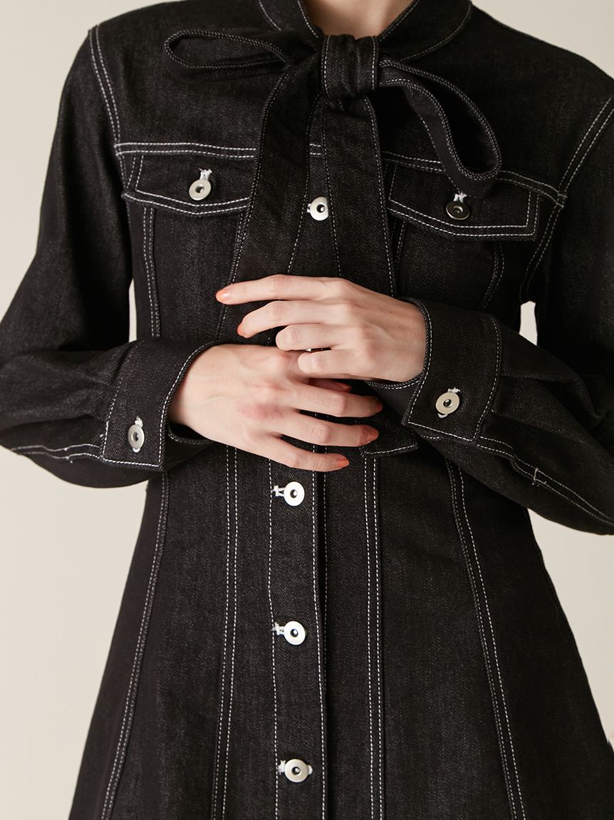 LILY BROWN「ボウタイデニムミニワンピース」|ワンピース|