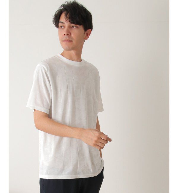 ikka「リンクスジャガードジオメTシャツ」|Tシャツ・カットソー|ホワイト