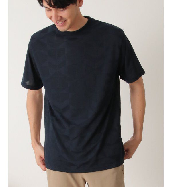 ikka「リンクスジャガードジオメTシャツ」|Tシャツ・カットソー|ネイビー