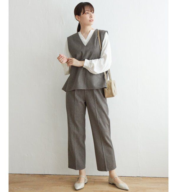 IKKA LOUNGE「【2点セット】ペプラムジレパンツセット」|ワンピース|チャコール