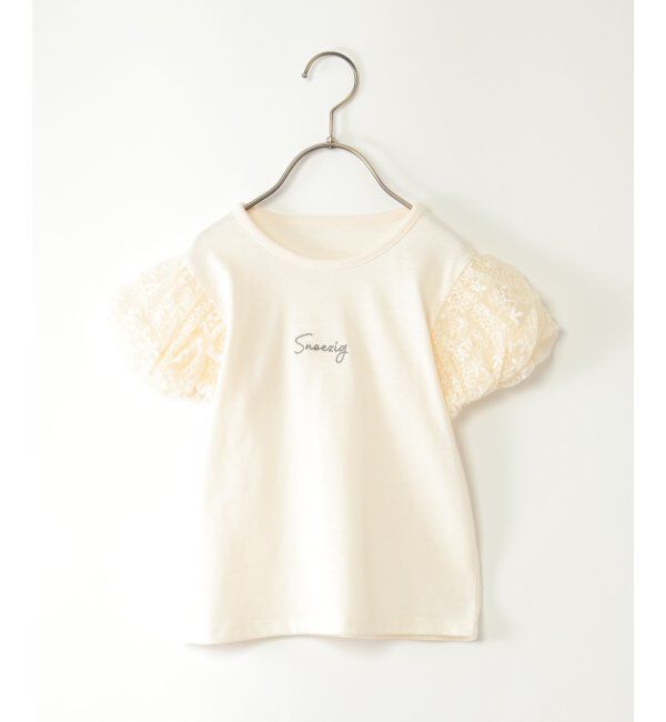 ikka kids「フラワーチュール袖ロゴTシャツ（120~160cm）」|Tシャツ・カットソー|