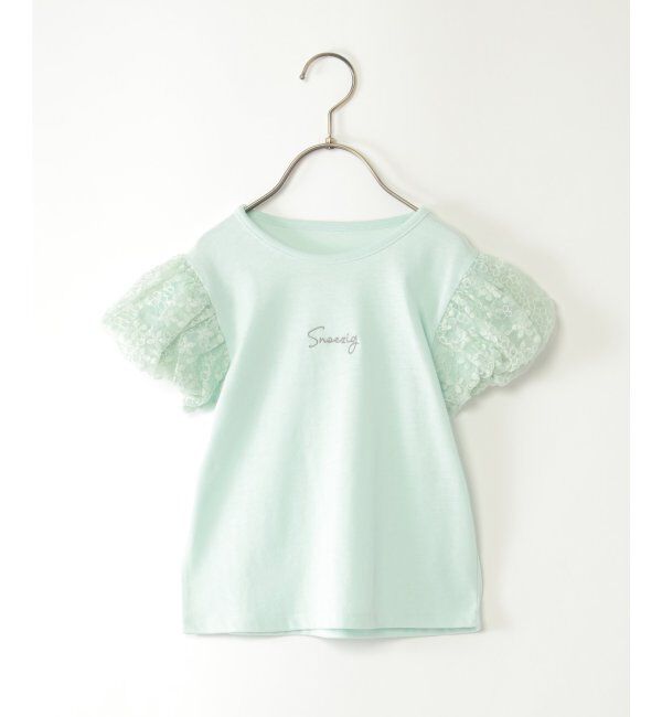 ikka kids「フラワーチュール袖ロゴTシャツ（120~160cm）」|Tシャツ・カットソー|ミントグリン
