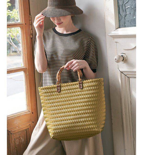 ikka「テープ編みトートバッグ」|その他|グリーン