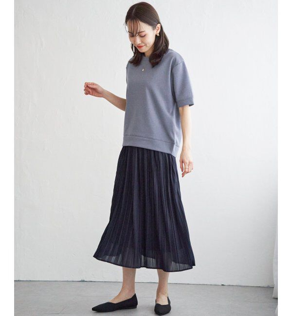 ikka「ラメパフプルオーバープリーツスカートセット」|ワンピース|ブルー