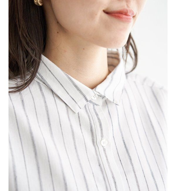 ikka「フレンチリネンMIX裾刺繍シャツ」|シャツ・ブラウス|