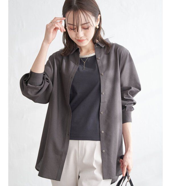 ikka「フレンチリネンMIX裾刺繍シャツ」|シャツ・ブラウス|