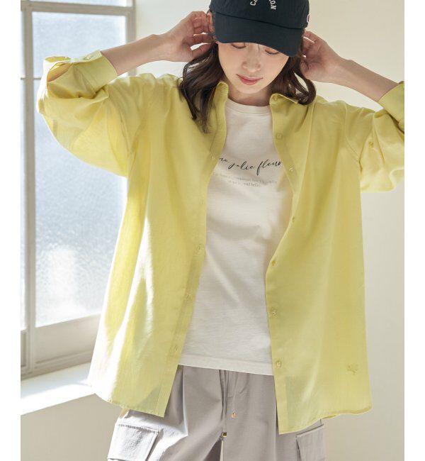 ikka「フレンチリネンMIX裾刺繍シャツ」|シャツ・ブラウス|