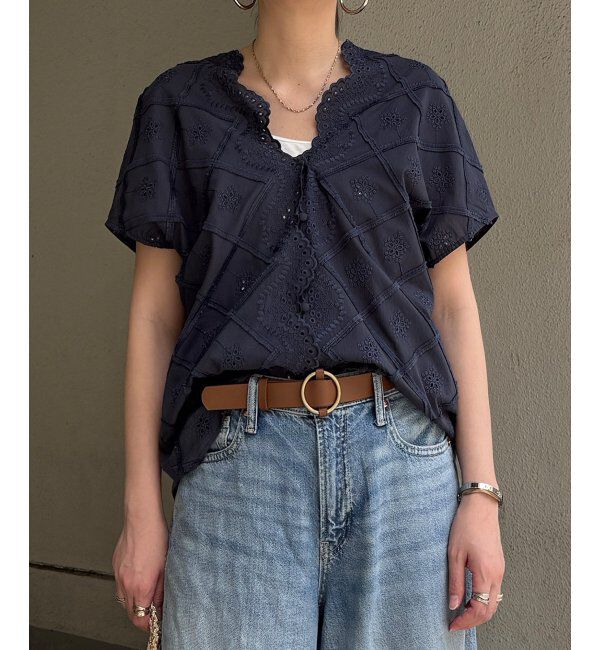 Lbc with Life「フリンジスカラップレースカーデＢＬ」|シャツ・ブラウス|