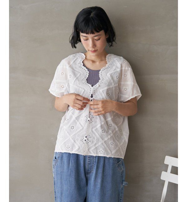 Lbc with Life「フリンジスカラップレースカーデＢＬ」|シャツ・ブラウス|