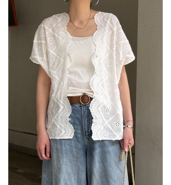 Lbc with Life「フリンジスカラップレースカーデＢＬ」|シャツ・ブラウス|