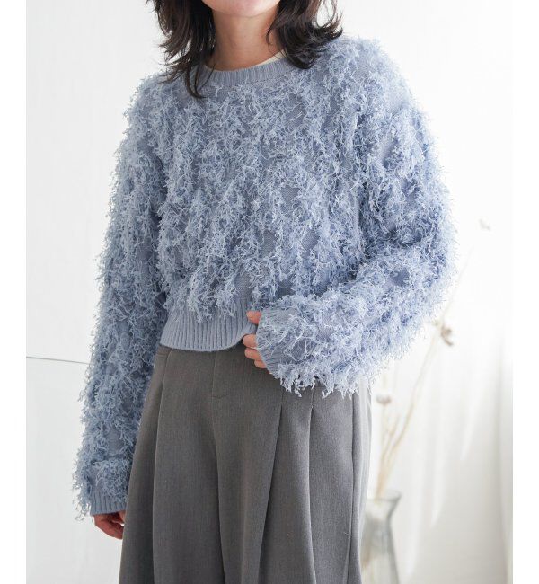 VENCE share style「リボンヤーンショート丈ニット」|ニット・セーター|